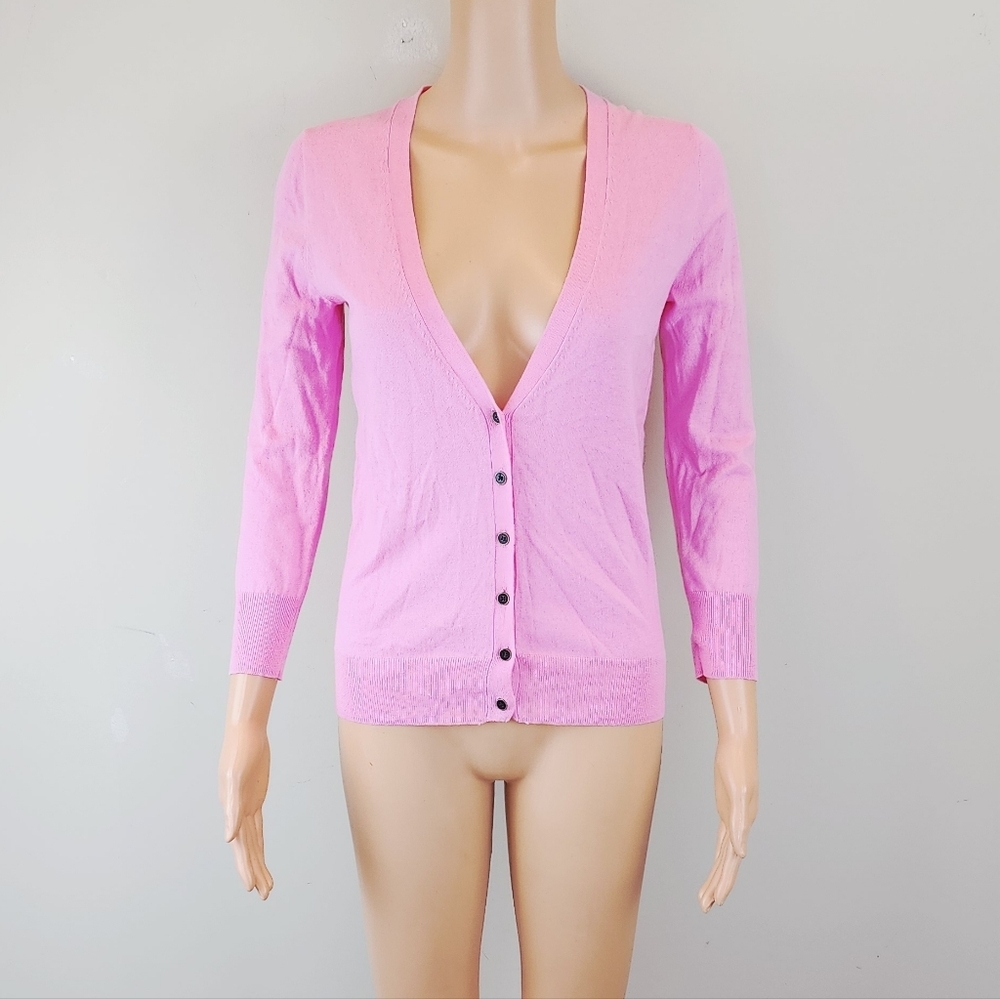 J.Crew Factory 3/4 Sleeve V-Neck Button Down Cardigan Sweater